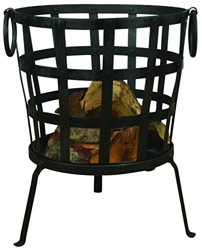Esschert Design Recycelter Metallfeuerkorb, 47 x 42 x 53 cm, mit 2 Griffen, in schwarz
