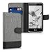 Produktbild kwmobile Wallet Case Canvas Hülle für LG K4 LTE (2016) - Flip Tasche mit Kartenfach und Ständer in Grau Schwarz