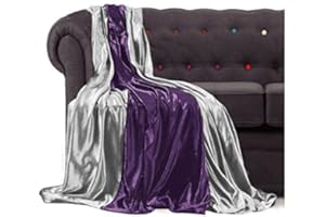 CUSHION MANIA Throwover bedspread Shiny Crushed Velvet New Sofa or bed Throw or Cushion Cover (Silver/PURPLE 2 tone, 200cm X 140cm)