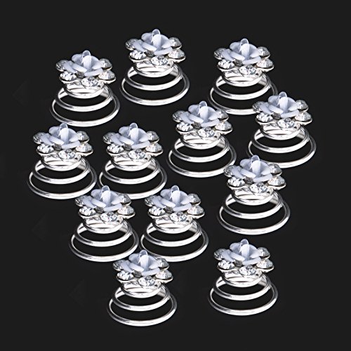Imixlot Bridal Wedding Clear Crystal Swirl Hair Twists Coils Spirals Hair Pin Clip Accessories (pcak of 12) (#6)
