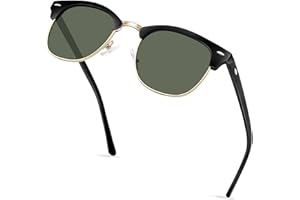 KANASTAL Alta Protección Gafas de Sol Polarizadas Hombre y Mujer Vintage Clasicas Medio Marco UV400 para Conducir Viajar Correr