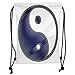 Produktbild LULUZXOA Gym Bag Printed Drawstring Sack Backpacks Bags,Ying Yang,Asian Spiritual Yin Yang Figure Textured in Jean Style Harmony and Balance Pair,White Blue Soft Satin