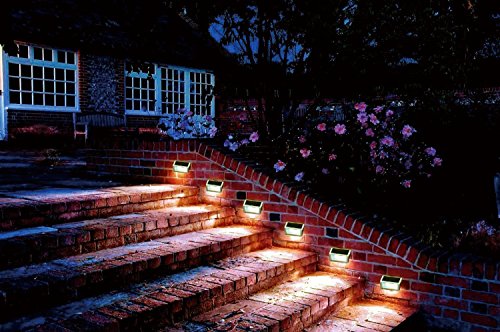 Lightess Led Solarleuchten Treppenlicht Outdoor LED Stufenbeleuchtung 2 LEDs Edelstahl für Stufen Pfade Patio Decks Packung mit 6 - 7