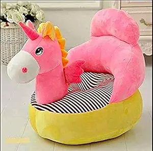 WRODSS Small Cute Unicorn Kids Sofa Cum Bed for 0-4 Years Baby - (Yellow with Pink, Pack of 1)