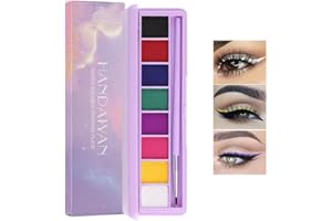 Beteligir 8 Farben wasseraktivierte Eyeliner Palette, Neon Face Paint Farbige Hydra Liner Makeup, Matte Graphic Eyeliner UV Glow Fluoreszierende weiße Körperfarb