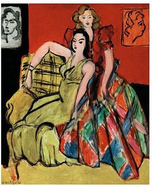 Two Young Women, the Yellow Dress and the Scottish Dress, c.1941 Art Poster Print by Henri Matisse, 28x36