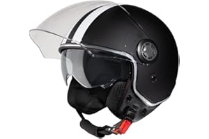 ‎VINZ VINZ Arenas Jethelm mit Doppelvisier | Roller Helm Fashionhelm mit Streifen | In Gr. XS-XXL | Jet Helm mit Sonnenblende | ECE 22.06 Zertifiziert | Motorradhelm mit Visier
