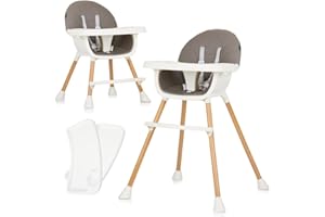 DERMODIVA Seggiolone Pappa imbottito multifunzione per bambini fino a 3 anni (15 kg), si trasforma in sedia, coprivassoio, vassoio, poggiapiedi, comodo, facile da pulire e da spostare (graphite)