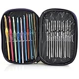 TRIXES Set of 22 Aluminium Crochet Hooks for Knitting Crafts with Case