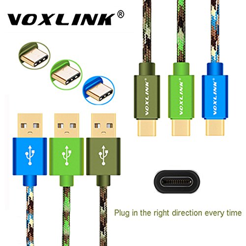 USB-C-Kabel,VOXLINK 3er-Pack 2m USB-C auf USB A (Typ C zu Typ A) C-Kabel USB-Typ für OnePlus 3, HTC 10, LG G5, Lumia 950, New MacBook und mehr,3 Farben