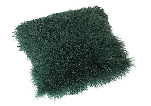 Tibet Lammfell Kissen Kissenbezug 30x30cm (große Farbauswahl) JAY24 Farbe dunkelgrün