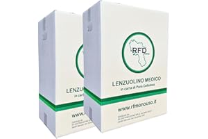 RFD Rotolo Lettino Medico Carta Doppio velo Imbustato Singolarmente - 12 Rotoli - Offerta Lenzuolino estetica in Pura Cellulosa Made in Italy per estetista massaggio terapie