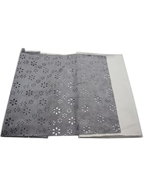 DIY Nähset Loop - Schal - Schlauchschal / Sommer-Sweat weiß (natur) / Wildlederimitat grau gestanzt mit Blumen...