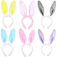 VGOODALL Plush Bunny Ears Headbands, 6 Pcs Colorful Cute Rabbit Hairbands Easter Day Party Costume Decoration