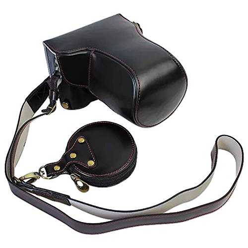 First2savvv XJD-GX80-HH01 Premium Qualität braun Ganzkörper- präzise Passform PU-Leder Kameratasche Fall Tasche Cover für Panasonic Lumic DMC-GX80