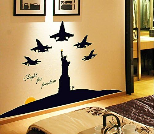 ElecMotive Statue of Liberty New York City with the aircraft Fluorescent Luminous Wall Sticker DIY Removable Wall Sticker-Wall Decal Art Sticker lounge living room bedroom