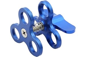 Oewnvmd Kugelklemme 3 LöCher Tauchlampen Arm Ball Butterfly Halterung für Action Kamera Taschenlampenstativ,Blau
