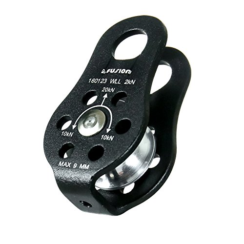 Fusion Climb - Poulie Nuro de Tactique Militaire - Edition côté Fixe - en Aluminium - Noire - 20 KN