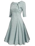 Acevog Damen 50s retro Kleid 1950er vintage Rockabilly Partykleider halbe Ärmel Cocktailkleider elegant Frühling S-XXL - 2