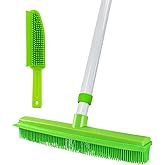 Dolanx Rubber Broom With Squeegee, Pet Hair Removal 52.8 Inches Long