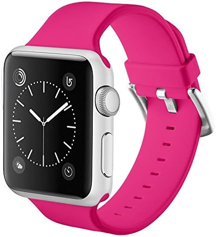 Noya Apple Watch Band Series 1 Series 2 Series 3, Soft Silicone Replacement Sport Wristband Wrist Strap with Buckle Clasp for iWatch Sport Band M/L (42mm, Rose)