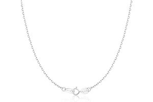 KRFY 925 Sterling Silver 1.35mm Diamond Cut Cable Chain Necklace for Women Girls, Upgraded Spring Clasp, Italian Thin Silver Chain, White Gold Plated Shiny Sturdy Necklace, 16/18/20/22/24 Inch