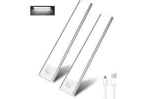 ‎EXTRASTAR EXTRASTAR Unterbauleuchte Küche LED mit Bewegungsmelder, 2 Stück Tageslicht Schrankbeleuchtung Für Werkbank, Küchenarbeitsplatte & Hobbyraum, Magnet/Klebepad, USB, Alu/ABS (6500K)