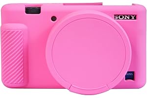 EASY HOOD Custodia per fotocamera Sony ZV-1, ZV1, custodia protettiva in silicone con copriobiettivo rimovibile per fotocamera digitale Sony ZV 1, rosa