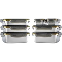 Set 7 Contenitori Alimentari In Acciaio Inox Pika - Ermetici, Per Microonde, Forno, Freezer, Batch Cooking