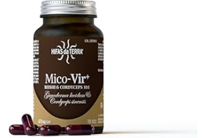 HIFAS DA TERRA - Mico-Vir+ Extractos Puros de Reishi y Cordyceps con Vitamina C - Refuerzo inmunitario natural, energía y recuperación - Extracto de Hongos - Bote 70 Cápsulas
