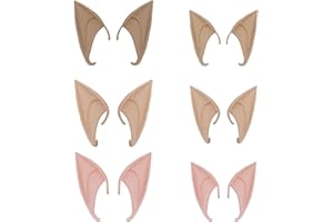 TSHAOUN 6 Paar Elfenohren Feenohren 3 Farben (hell dunkel naturfarbe) ＆ 2 Größen (10cm 12cm) Zubehör fur Fee Kostüm Damen Perfekt für Halloween Weihnachts Cosplay Maskerade Partys