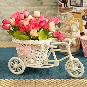 TiedRibbons Cycle Shape Flower Vase with Peonies Bunches