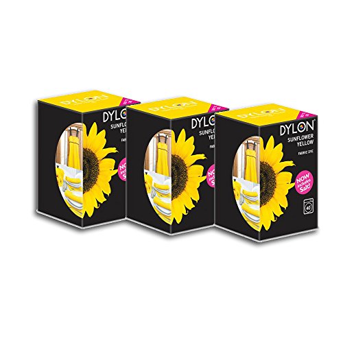 3 x Dylon Textilfarbe Sunflower Gelb 350 g Maschinenwaschbar