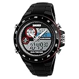 Armbanduhren Mode-Accessoires, Multifunktions-Sport-Digital-Dual-Display Alarm Hintergrundbeleuchtung Student Armbanduhr - Rot