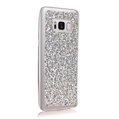 Funda para Samsung Galaxy S8 el caso Soft TPU Silicona de protecci  n de la cubierta Slim Fit Shell a prueba de choque con el brillo Bling suelta de polvo Solaxi - plata