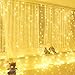 Produktbild KOBWA Vorhang Lichter, 300 LED Fairy String Lichter mit 8 Modi Fernbedienung für Fenster Vorhang, Terrasse Rasen, Hochzeit, Party Dekoration