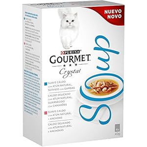 Purina Gourmet Crystal Soup comida para gatos con Atun Natural y Gambas 10 x [4 x 40 g]