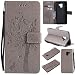 Produktbild Shinyzone Hülle für Samsung Galaxy A8 Plus 2018 Flip Brieftasche Leder Hülle,Niedlich Karikatur Geprägte Katze & Baum Muster Kartenfach Magnetverschluss mit Ständer Handyhüllen,Grau