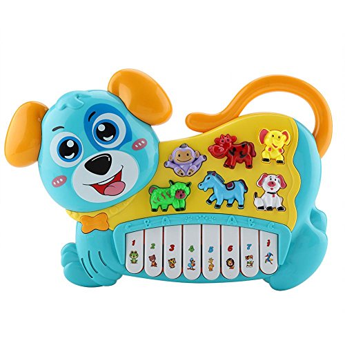 Preisvergleich Produktbild Zerodis Hund Keyboard Musikinstrument Piano Spielzeug Cartoon für Kinder Kleinkinder Pädagogisches Lernspielzeug (Blau)