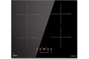 Midea 7400w Induktionskochfeld mit 4 Kochzonen Kochfelder Einbau Keramikkochfeld, Verdrahtung, Berührungssteuerung, Automatische Abschaltung, Kindersicherung
