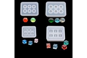 FineInno 4 Pezzi Stampi Resina Perline per Epossidica Stampi Silicone Cubo Della Sfera Stampi di Colata per Gioielli Orecchini Pendenti Bracciali Strumenti Fai da Te