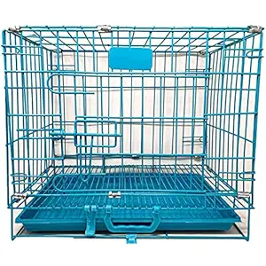 Dog Trust 24 inches Blue Dog Cage with Removable Tray and Powder Coated