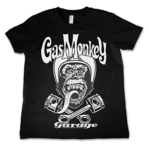 Mercancía Con Licencia Oficial Gas Monkey Garage - Biker Monkey Unisexo Niños T Shirts - Negro 5/6 Years