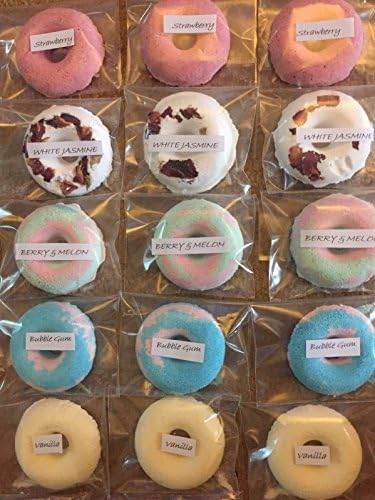 10 x Mini Donut bath Fizzies/Shower body scrub - mixed scents - free gift label