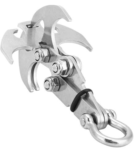 Rampino Pieghevole Kowaku In Acciaio Inox – Gancio Di Ancoraggio Staccabile 6,15 Cm – Per Arrampicata E Sopravvivenza