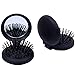 Black Mini Round Folding Comb With Mirror Travel Air Cushion Hair Massager Comb Brush