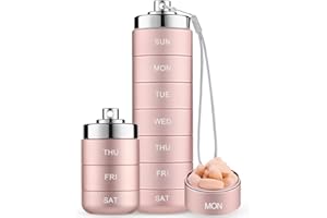 MOSSIME Pilulier Semainier 7 Jours Métal Voyage Pilulier Organisateur, Boîte à Pilules de Voyage étanche et Empilable pour Vitamines, Huile de Poisson, Suppléments