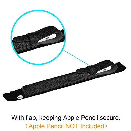 Fintie Apple Pencil Halter – Premium Kunstleder Hülle mit USB-Adapter-Tasche, kompatibel mit iPad Pro 9,7, iPad Pro 10.5 & iPad Pro 12.9 Schutzhüllen, Schwarz - 2