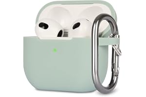 KOKOKA Silikon Hülle Kompatibel mit AirPods 3 Case und Schutzhülle für AirPods 3rd Generation 2021, Stoßfeste Weiche Dünne Case für Airpods 3 Mit Karabiner, Front-LED Sichtbar, Cloud Grey
