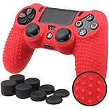 Regali tecnologici di Natale 2017 per ragazze geek 13 Pandaren® BORCHIE silicone custodie cover pelle antiscivolo per PS4 controller x 1 (rosso) + FPS PRO thumb grips pollice prese x 8